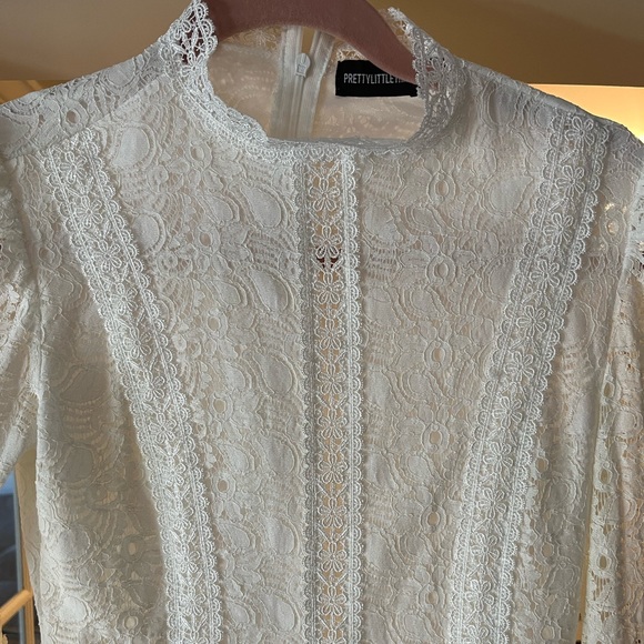 PrettyLittleThing Lace Long Sleeve Skater Dress - Picture 3 of 4